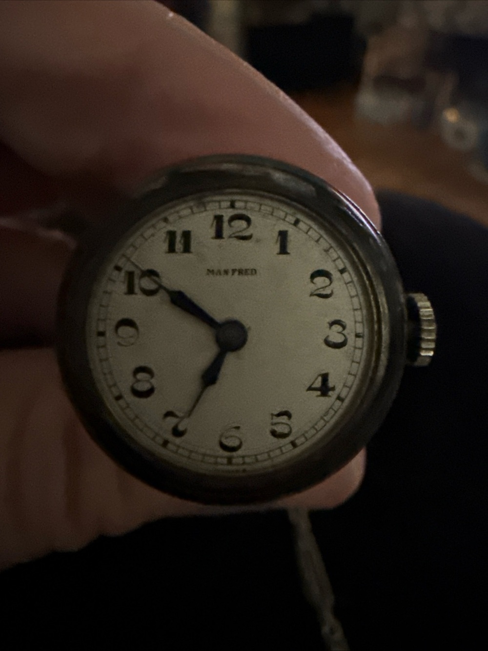 Manfred Vintage Watch on Chain White Dial Arabic Numerals